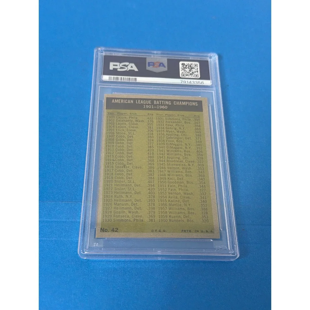 1961 Topps AL Batting Leaders #42 Runnels Smith Minoso Skowron PSA 5 EX Baseball